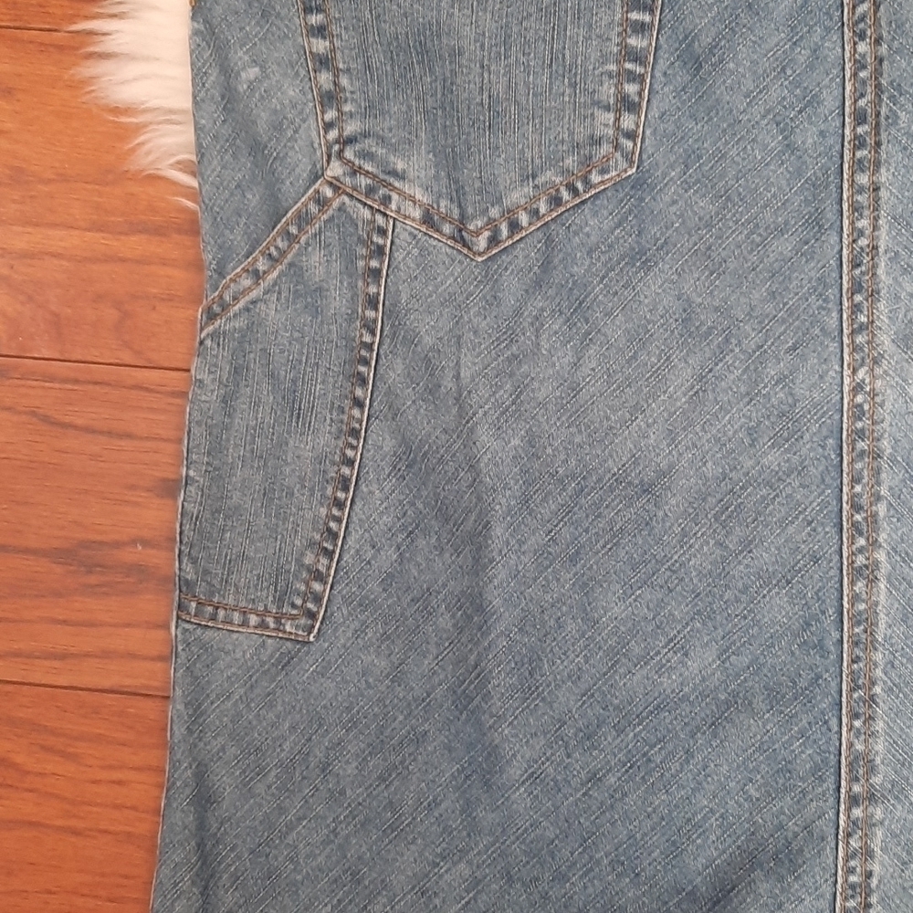 Y2K Corset back JLO Midi Length Cargo pocket Jean Skirt - Picture 3 of 6